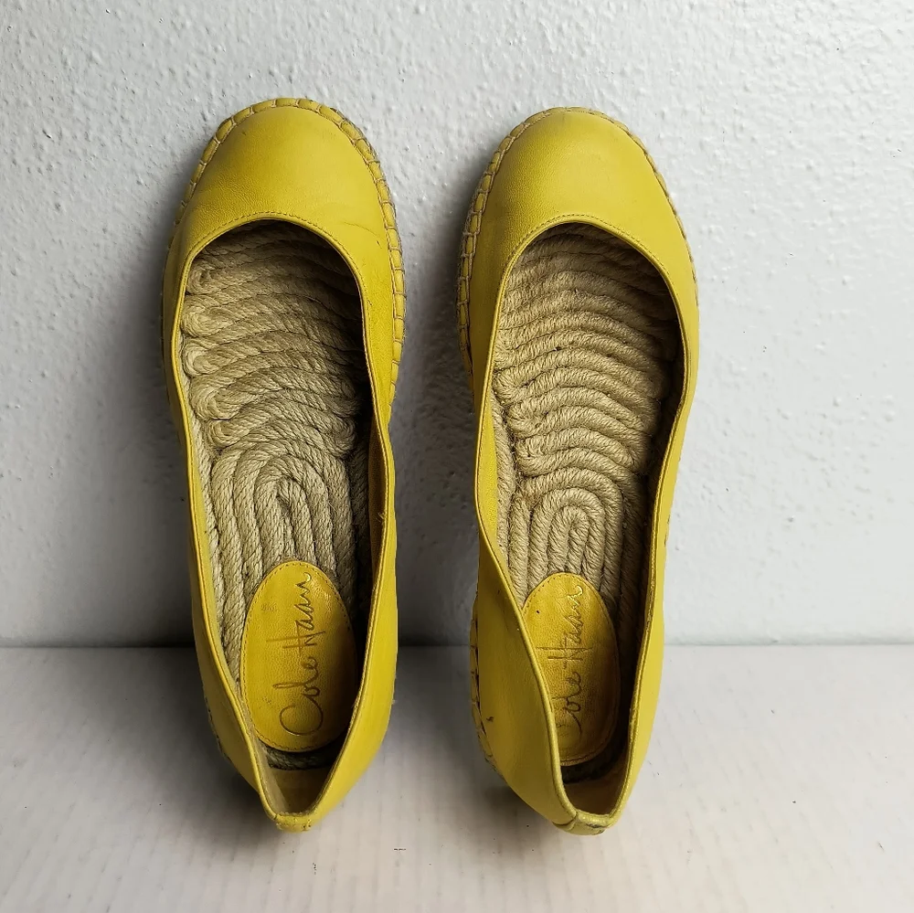 Cole Haan Aimee 6B Yellow Ballet Espadrille Flat Shoes Boho Chic